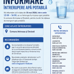 Informare – Întrerupere furnizare apă potabilă în comuna Aninoasa