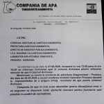 ANUNȚ – ÎNTRERUPERE TEMPORARĂ A FURNIZĂRII APEI POTABILE